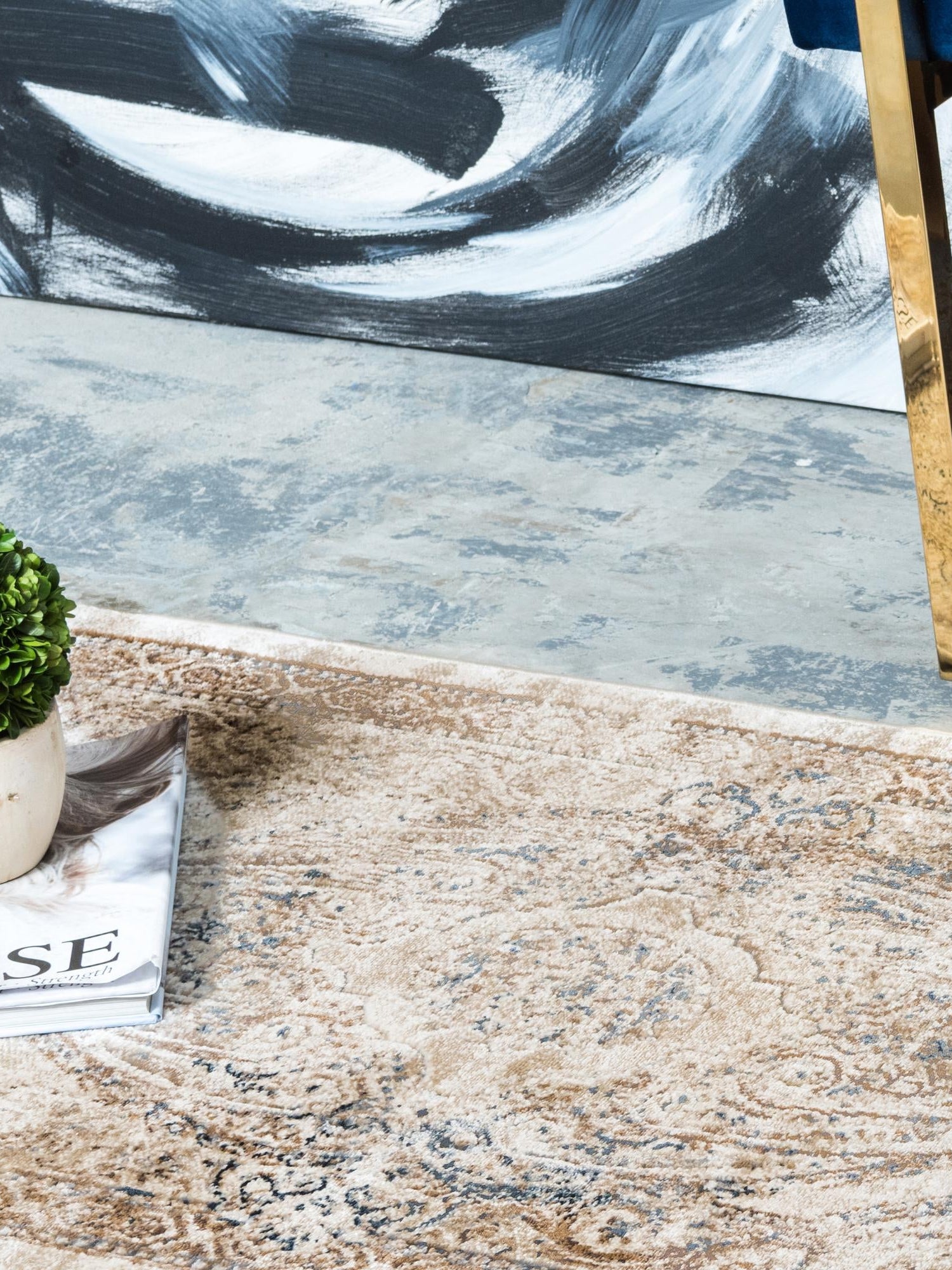 Beige 2' x 6' 9 Chateau Runner Area Rug 85% Polypropylene & 15% Chenille With Cotton Backing Traditional Vintage Distressed Carpet for Classical Interior Design Decorating for Sale at Rug Engine