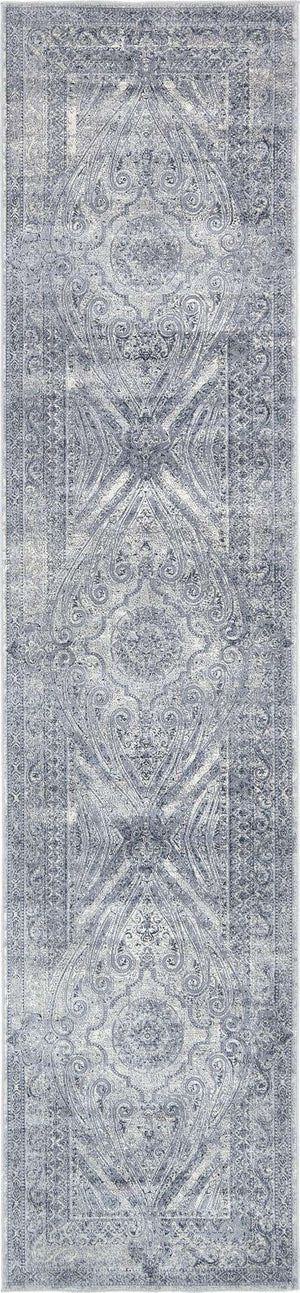 Dark Blue 3' 1 x 13' 1 Chateau Runner Area Rug 85% Polypropylene & 15% Chenille With Cotton Backing Traditional Vintage Distressed Carpet for Classical Interior Design Decorating for Sale at Rug Engine