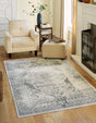 Dark Blue 6' 1 x 9' Chateau Rectangle Area Rug 85% Polypropylene & 15% Chenille With Cotton Backing Traditional Vintage Distressed Carpet for Classical Interior Design Decorating for Sale at Rug Engine