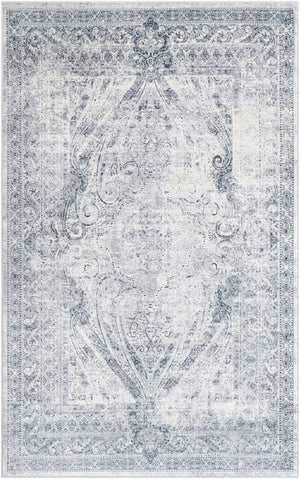 Dark Blue 5' 3 x 8' Chateau Rectangle Area Rug 85% Polypropylene & 15% Chenille With Cotton Backing Traditional Vintage Distressed Carpet for Classical Interior Design Decorating for Sale at Rug Engine