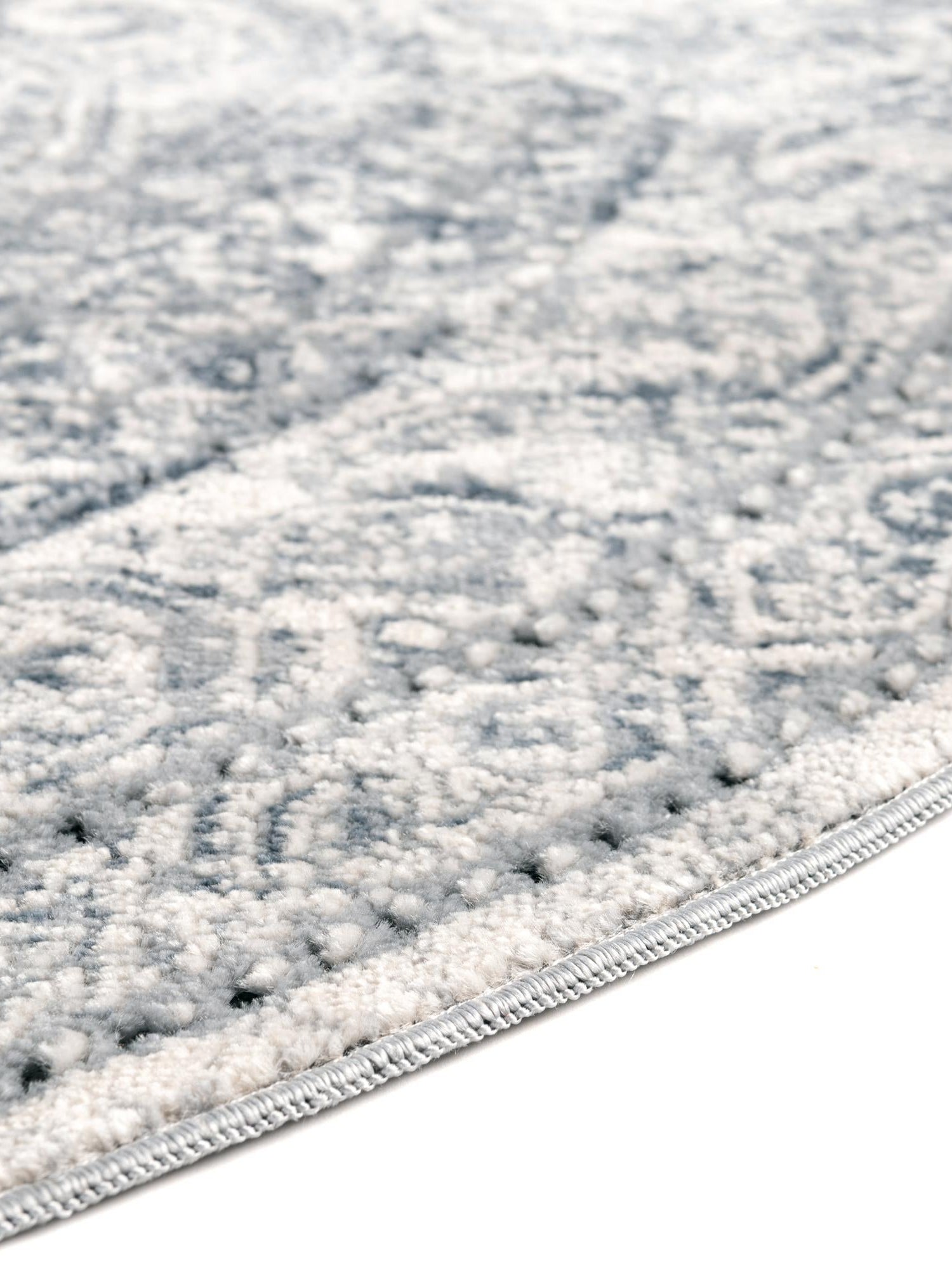 Dark Blue 4' 1 x 4' 1 Chateau Round Area Rug 85% Polypropylene & 15% Chenille With Cotton Backing Traditional Vintage Distressed Carpet for Classical Interior Design Decorating for Sale at Rug Engine