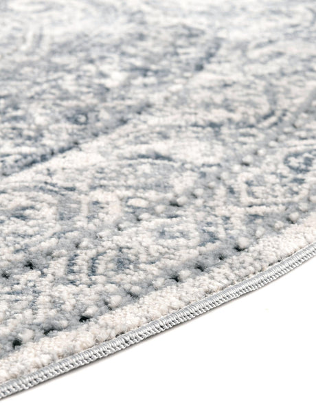 Dark Blue 4' 1 x 4' 1 Chateau Round Area Rug 85% Polypropylene & 15% Chenille With Cotton Backing Traditional Vintage Distressed Carpet for Classical Interior Design Decorating for Sale at Rug Engine