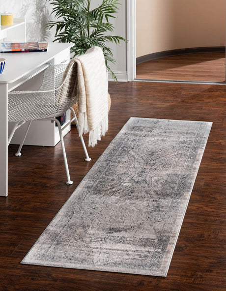 Dark Blue 2' x 6' 9 Chateau Runner Area Rug 85% Polypropylene & 15% Chenille With Cotton Backing Traditional Vintage Distressed Carpet for Classical Interior Design Decorating for Sale at Rug Engine