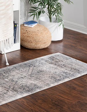 Dark Blue 2' x 6' 9 Chateau Runner Area Rug 85% Polypropylene & 15% Chenille With Cotton Backing Traditional Vintage Distressed Carpet for Classical Interior Design Decorating for Sale at Rug Engine