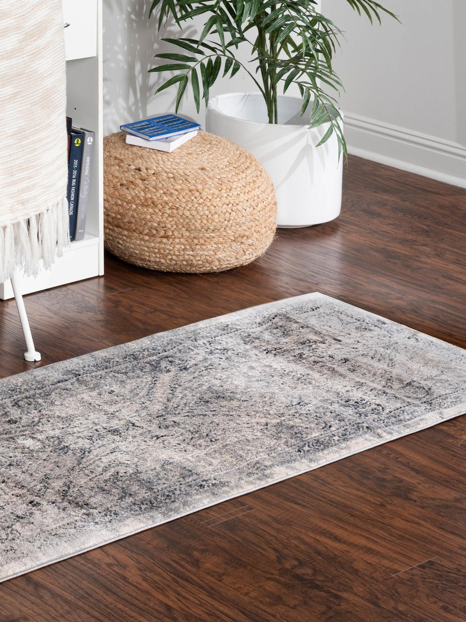 Dark Blue 3' 1 x 13' 1 Chateau Runner Area Rug 85% Polypropylene & 15% Chenille With Cotton Backing Traditional Vintage Distressed Carpet for Classical Interior Design Decorating for Sale at Rug Engine