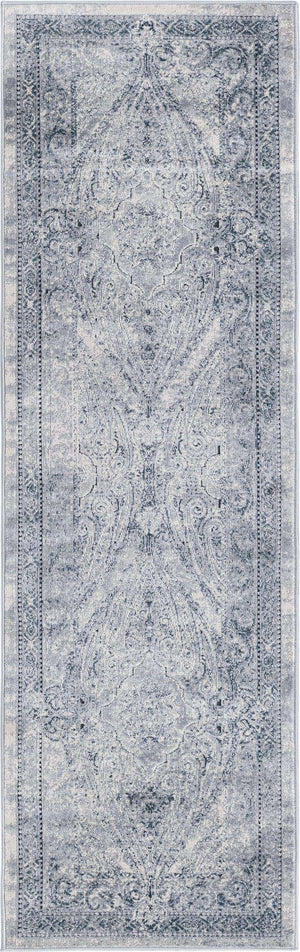 Dark Blue 2' x 6' 9 Chateau Runner Area Rug 85% Polypropylene & 15% Chenille With Cotton Backing Traditional Vintage Distressed Carpet for Classical Interior Design Decorating for Sale at Rug Engine