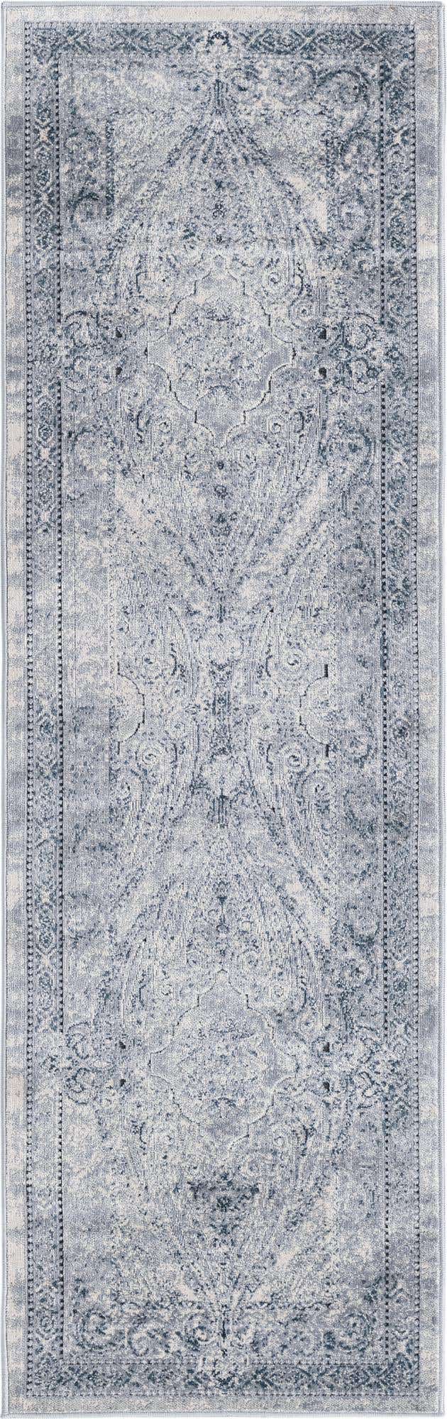 Dark Blue 2' x 6' 9 Chateau Runner Area Rug 85% Polypropylene & 15% Chenille With Cotton Backing Traditional Vintage Distressed Carpet for Classical Interior Design Decorating for Sale at Rug Engine