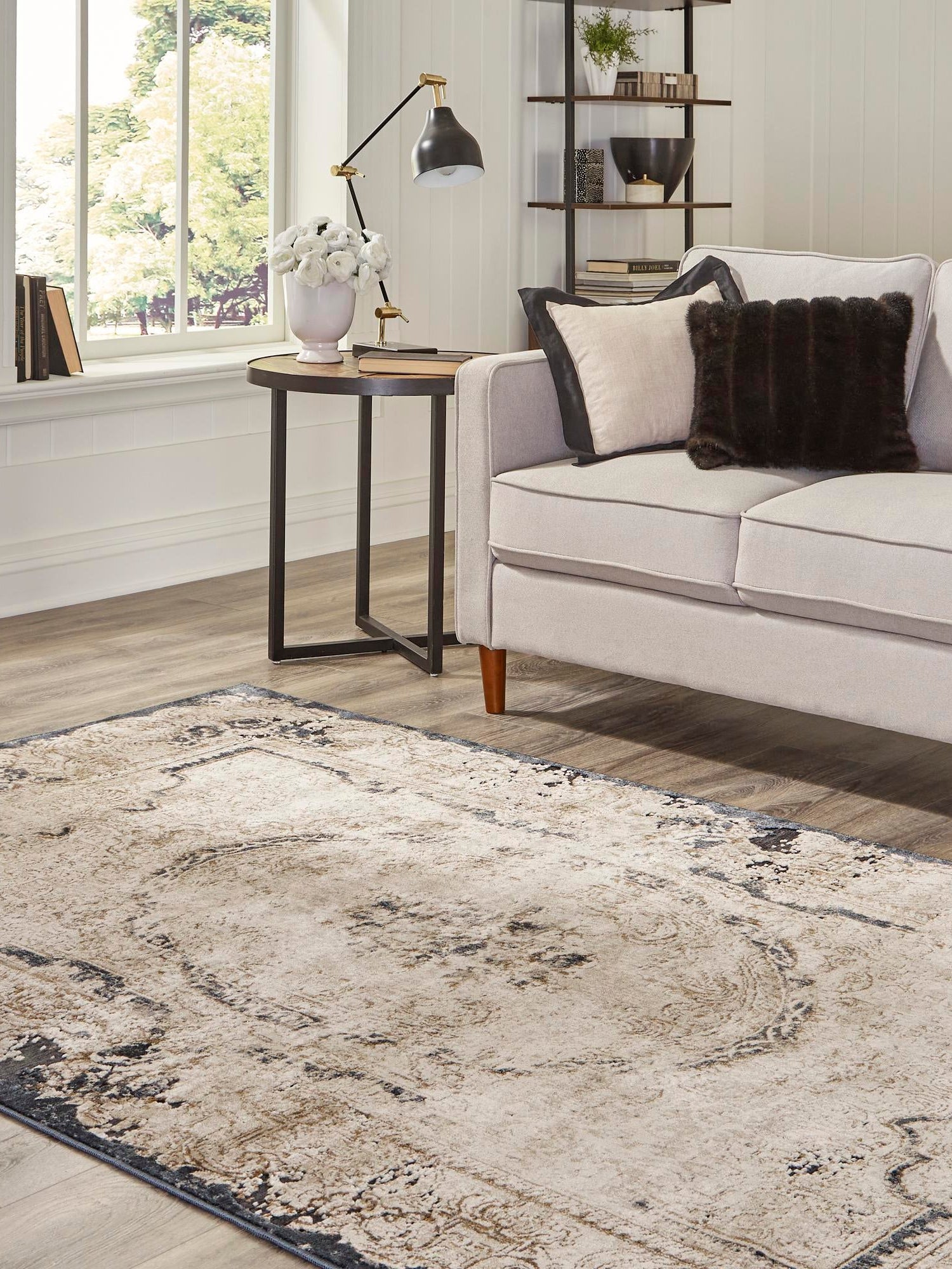 Cream 10' x 14' 5 Chateau Rectangle Area Rug 85% Polypropylene & 15% Chenille With Cotton Backing Traditional Vintage Distressed Carpet for Classical Interior Design Decorating for Sale at Rug Engine