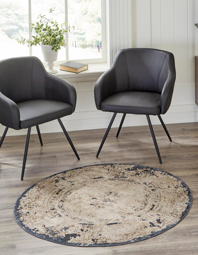 Cream 8' x 8' Chateau Round Rug