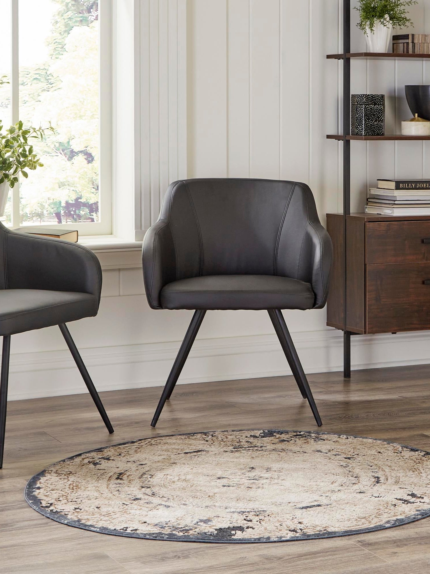 Cream 4' 1 x 4' 1 Chateau Round Area Rug 85% Polypropylene & 15% Chenille With Cotton Backing Traditional Vintage Distressed Carpet for Classical Interior Design Decorating for Sale at Rug Engine