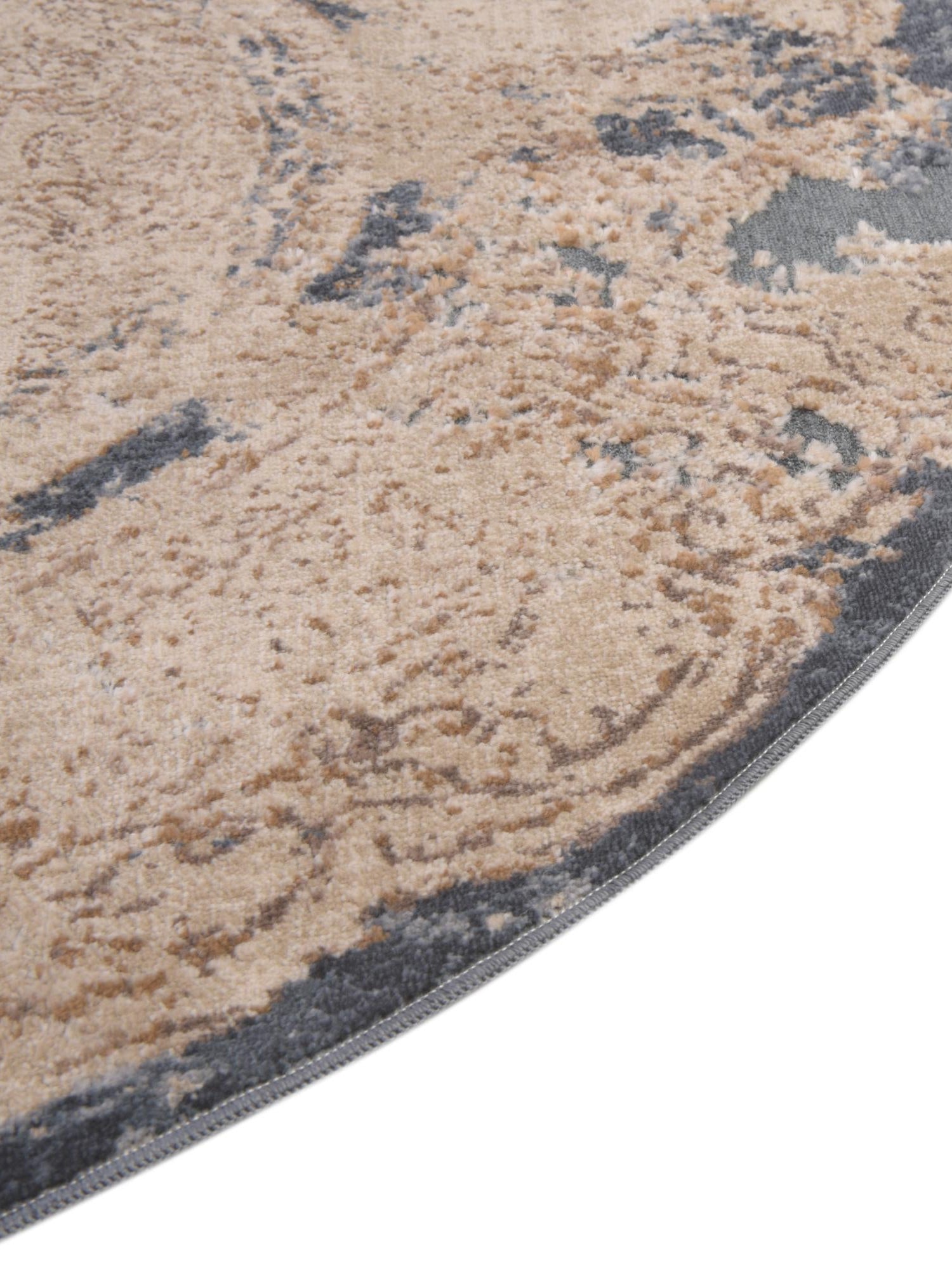 Cream 4' 1 x 4' 1 Chateau Round Area Rug 85% Polypropylene & 15% Chenille With Cotton Backing Traditional Vintage Distressed Carpet for Classical Interior Design Decorating for Sale at Rug Engine