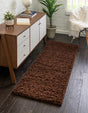 Chocolate Brown 3' x 10' Solid Shag Runner Rug