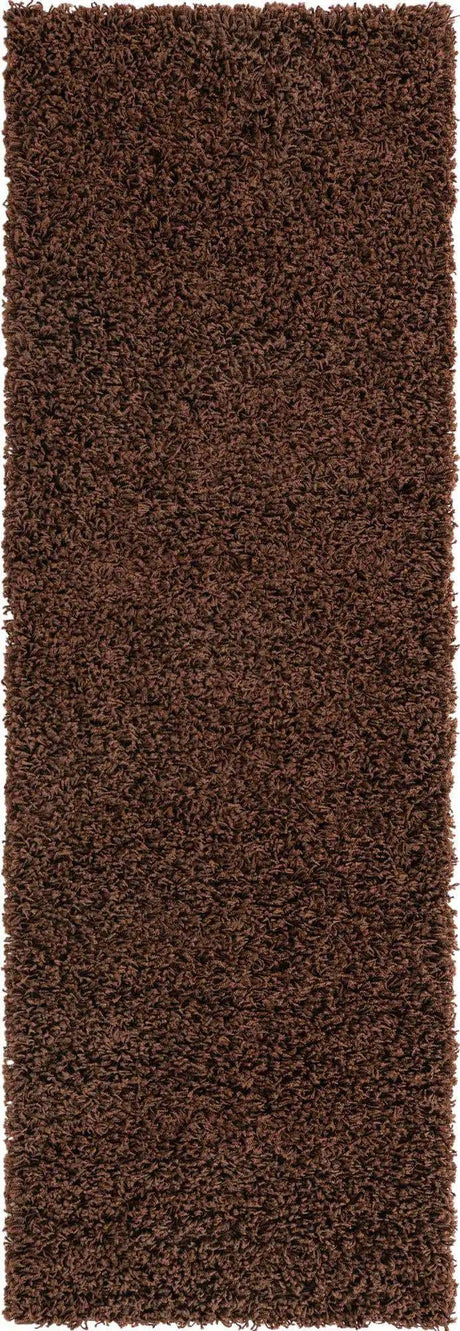 Chocolate Brown 2' 1 x 6' 5 Solid Shag Runner Area Rug Thick Soft Touch Fluffy & Plush Shaggy Pile