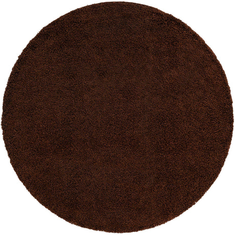 Chocolate Brown 7' 10 x 7' 10 Solid Shag Round Area Rug Thick Soft Touch Fluffy & Plush Shaggy Pile
