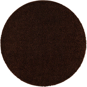 Chocolate Brown 6' 1 x 6' 1 Solid Shag Round Area Rug Thick Soft Touch Fluffy & Plush Shaggy Pile