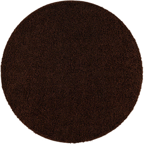 Chocolate Brown 6' 1 x 6' 1 Solid Shag Round Area Rug Thick Soft Touch Fluffy & Plush Shaggy Pile