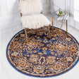 Dark Blue 5' x 5' Augustus Round Area Rug 70% Polypropylene & 30% Polyester With Cotton Backing Easy Clean Home Decor Carpet for Sale at Rug Engine