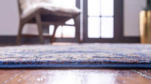 Dark Blue 5' x 5' Augustus Round Area Rug 70% Polypropylene & 30% Polyester With Cotton Backing Easy Clean Home Decor Carpet for Sale at Rug Engine