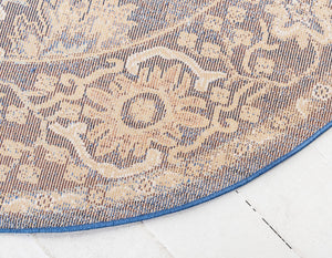 Dark Blue 5' x 5' Augustus Round Area Rug 70% Polypropylene & 30% Polyester With Cotton Backing Easy Clean Home Decor Carpet for Sale at Rug Engine