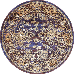 Dark Blue 5' x 5' Augustus Round Area Rug 70% Polypropylene & 30% Polyester With Cotton Backing Easy Clean Home Decor Carpet for Sale at Rug Engine