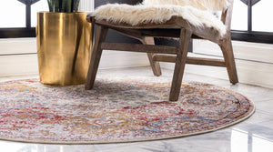 Beige 8' x 8' Augustus Round Area Rug 70% Polypropylene & 30% Polyester With Cotton Backing Easy Clean Home Decor Carpet for Sale at Rug Engine