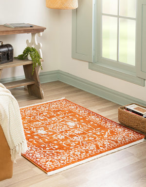 Terracotta 4' x 4' New Classical Square Area Rug 70% Polypropylene & 30% Polyester Traditional Vintage Distressed Carpet for Interior Design Home Decor for Sale at Rug Engine