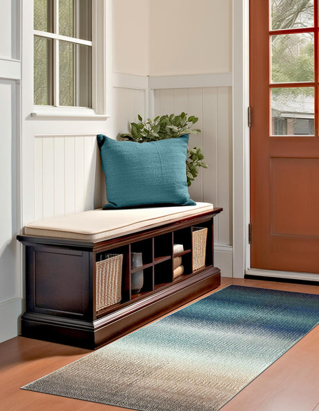 Blue 2' 2 x 6' 7 Estrella Runner Area Rug 100% Polypropylene Non-Shedding Stain Resistant Carpet Colorful Modern Abstract Design Easy Clean for Home Decor for Sale at Rug Engine