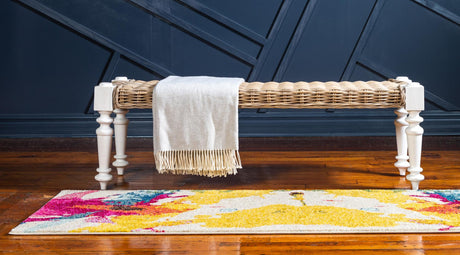 Beige 2' 7 x 10' Estrella Runner Area Rug 100% Polypropylene Non-Shedding Stain Resistant Carpet Colorful Modern Abstract Design Easy Clean for Home Decor for Sale at Rug Engine