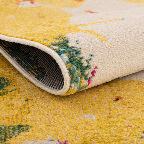 Beige 2' 7 x 10' Estrella Runner Area Rug 100% Polypropylene Non-Shedding Stain Resistant Carpet Colorful Modern Abstract Design Easy Clean for Home Decor for Sale at Rug Engine