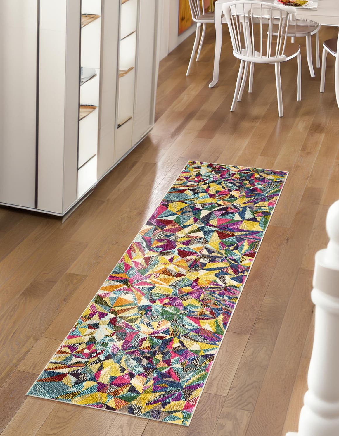 Multicolor 2' 7 x 10' Estrella Runner Area Rug 100% Polypropylene Non-Shedding Stain Resistant Carpet Colorful Modern Abstract Design Easy Clean for Home Decor for Sale at Rug Engine