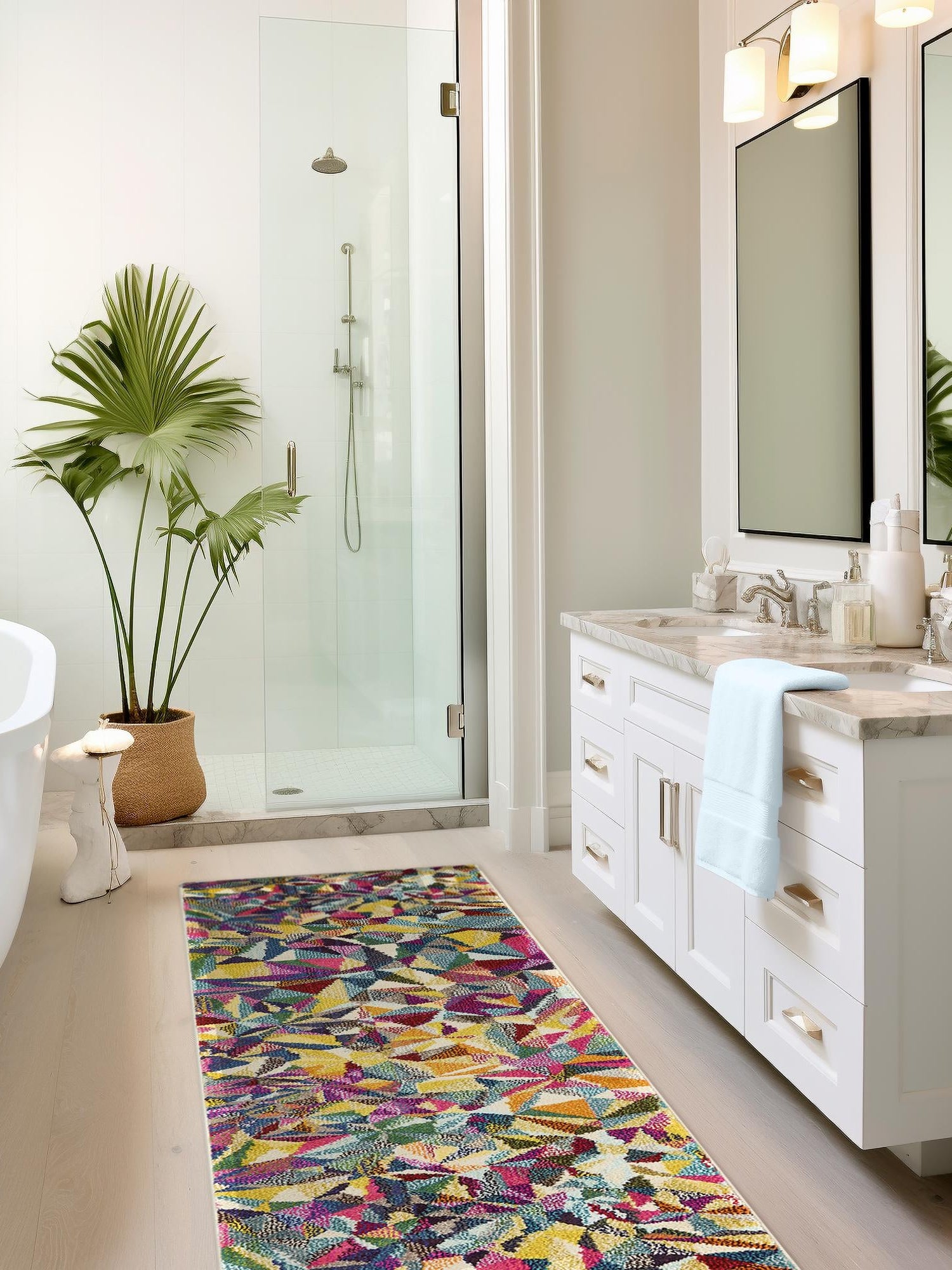 Multicolor 2' 2 x 6' 9 Estrella Runner Area Rug 100% Polypropylene Non-Shedding Stain Resistant Carpet Colorful Modern Abstract Design Easy Clean for Home Decor for Sale at Rug Engine