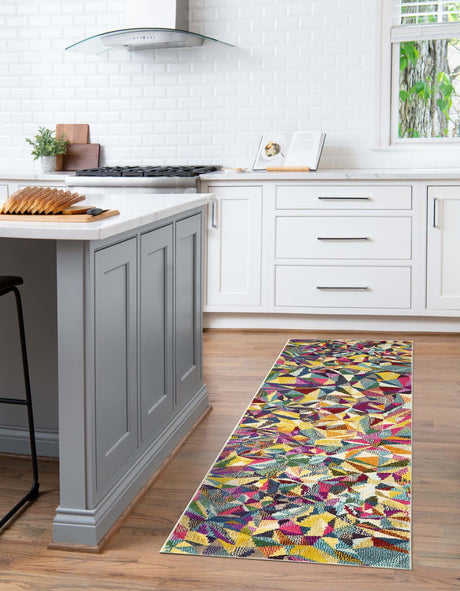 Multicolor 2' 7 x 10' Estrella Runner Area Rug 100% Polypropylene Non-Shedding Stain Resistant Carpet Colorful Modern Abstract Design Easy Clean for Home Decor for Sale at Rug Engine