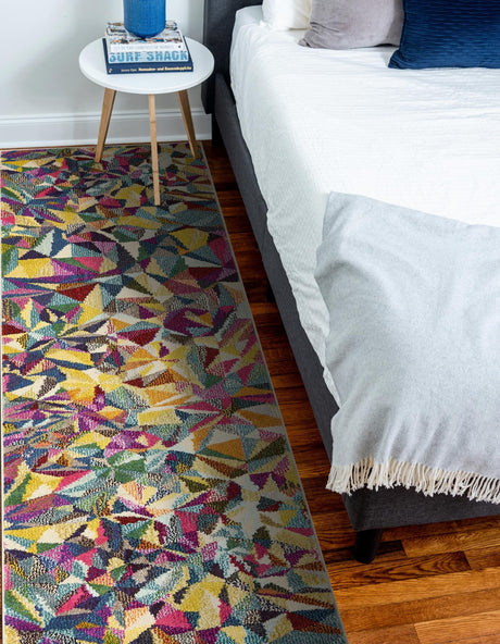Multicolor 2' 7 x 10' Estrella Runner Area Rug 100% Polypropylene Non-Shedding Stain Resistant Carpet Colorful Modern Abstract Design Easy Clean for Home Decor for Sale at Rug Engine