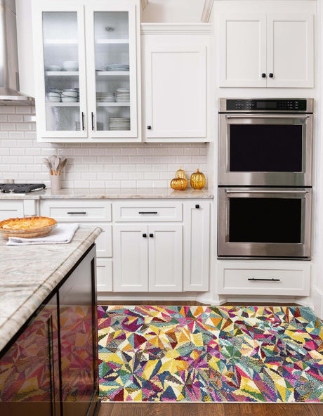 Multicolor 2' 2 x 6' 9 Estrella Runner Area Rug 100% Polypropylene Non-Shedding Stain Resistant Carpet Colorful Modern Abstract Design Easy Clean for Home Decor for Sale at Rug Engine