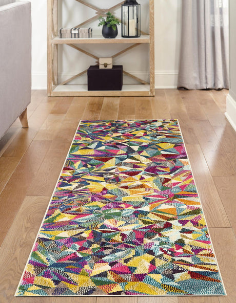 Multicolor 2' 7 x 10' Estrella Runner Area Rug 100% Polypropylene Non-Shedding Stain Resistant Carpet Colorful Modern Abstract Design Easy Clean for Home Decor for Sale at Rug Engine