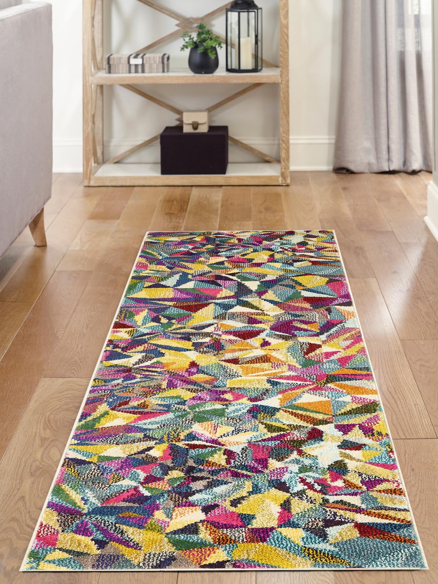 Multicolor 2' 2 x 6' 9 Estrella Runner Area Rug 100% Polypropylene Non-Shedding Stain Resistant Carpet Colorful Modern Abstract Design Easy Clean for Home Decor for Sale at Rug Engine