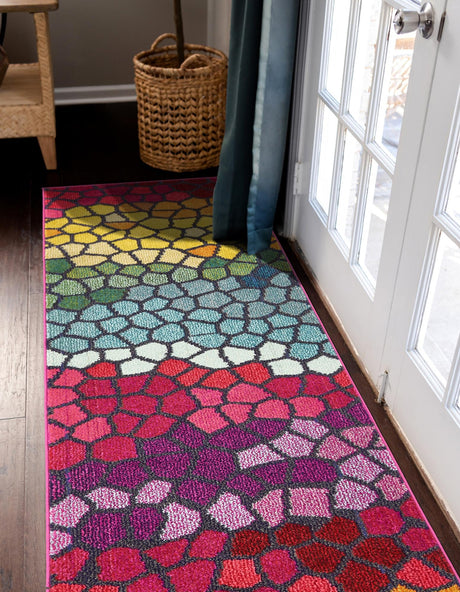 Multicolor 2' 7 x 10' Estrella Runner Area Rug 100% Polypropylene Non-Shedding Stain Resistant Carpet Colorful Modern Abstract Design Easy Clean for Home Decor for Sale at Rug Engine