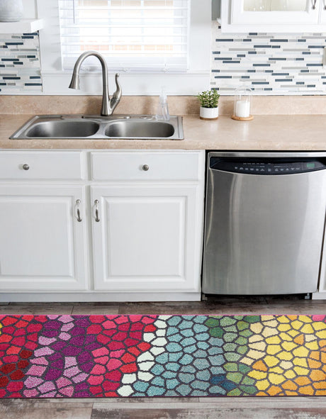 Multicolor 2' 2 x 6' 9 Estrella Runner Area Rug 100% Polypropylene Non-Shedding Stain Resistant Carpet Colorful Modern Abstract Design Easy Clean for Home Decor for Sale at Rug Engine