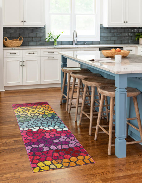 Multicolor 2' 7 x 10' Estrella Runner Area Rug 100% Polypropylene Non-Shedding Stain Resistant Carpet Colorful Modern Abstract Design Easy Clean for Home Decor for Sale at Rug Engine