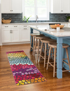 Multicolor 2' 2 x 6' 9 Estrella Runner Area Rug 100% Polypropylene Non-Shedding Stain Resistant Carpet Colorful Modern Abstract Design Easy Clean for Home Decor for Sale at Rug Engine