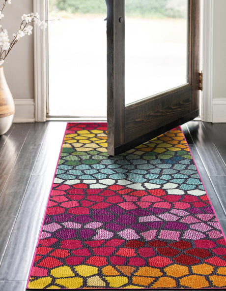 Multicolor 2' 7 x 10' Estrella Runner Area Rug 100% Polypropylene Non-Shedding Stain Resistant Carpet Colorful Modern Abstract Design Easy Clean for Home Decor for Sale at Rug Engine