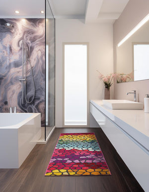 Multicolor 2' 7 x 10' Estrella Runner Area Rug 100% Polypropylene Non-Shedding Stain Resistant Carpet Colorful Modern Abstract Design Easy Clean for Home Decor for Sale at Rug Engine
