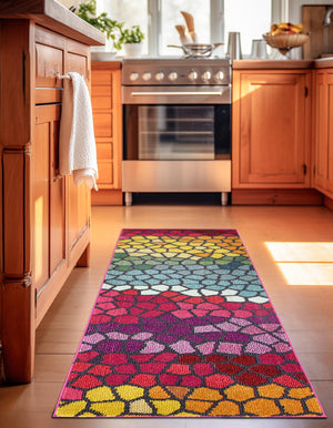 Multicolor 2' 7 x 10' Estrella Runner Area Rug 100% Polypropylene Non-Shedding Stain Resistant Carpet Colorful Modern Abstract Design Easy Clean for Home Decor for Sale at Rug Engine