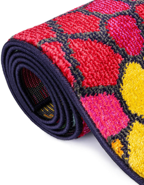Multicolor 2' 7 x 10' Estrella Runner Area Rug 100% Polypropylene Non-Shedding Stain Resistant Carpet Colorful Modern Abstract Design Easy Clean for Home Decor for Sale at Rug Engine