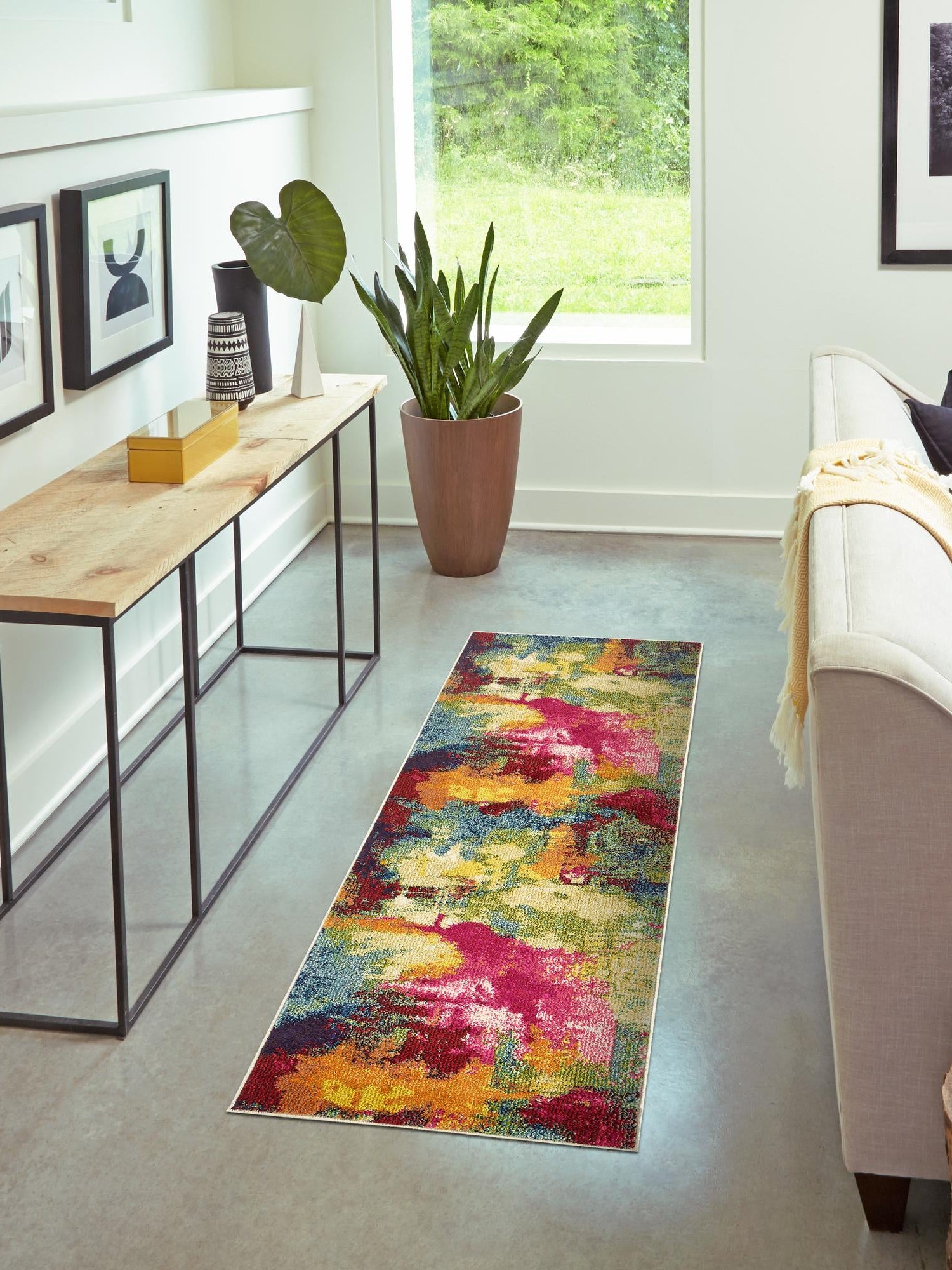 Multicolor 2' 7 x 12' Estrella Runner Area Rug 100% Polypropylene Non-Shedding Stain Resistant Carpet Colorful Modern Abstract Design Easy Clean for Home Decor for Sale at Rug Engine
