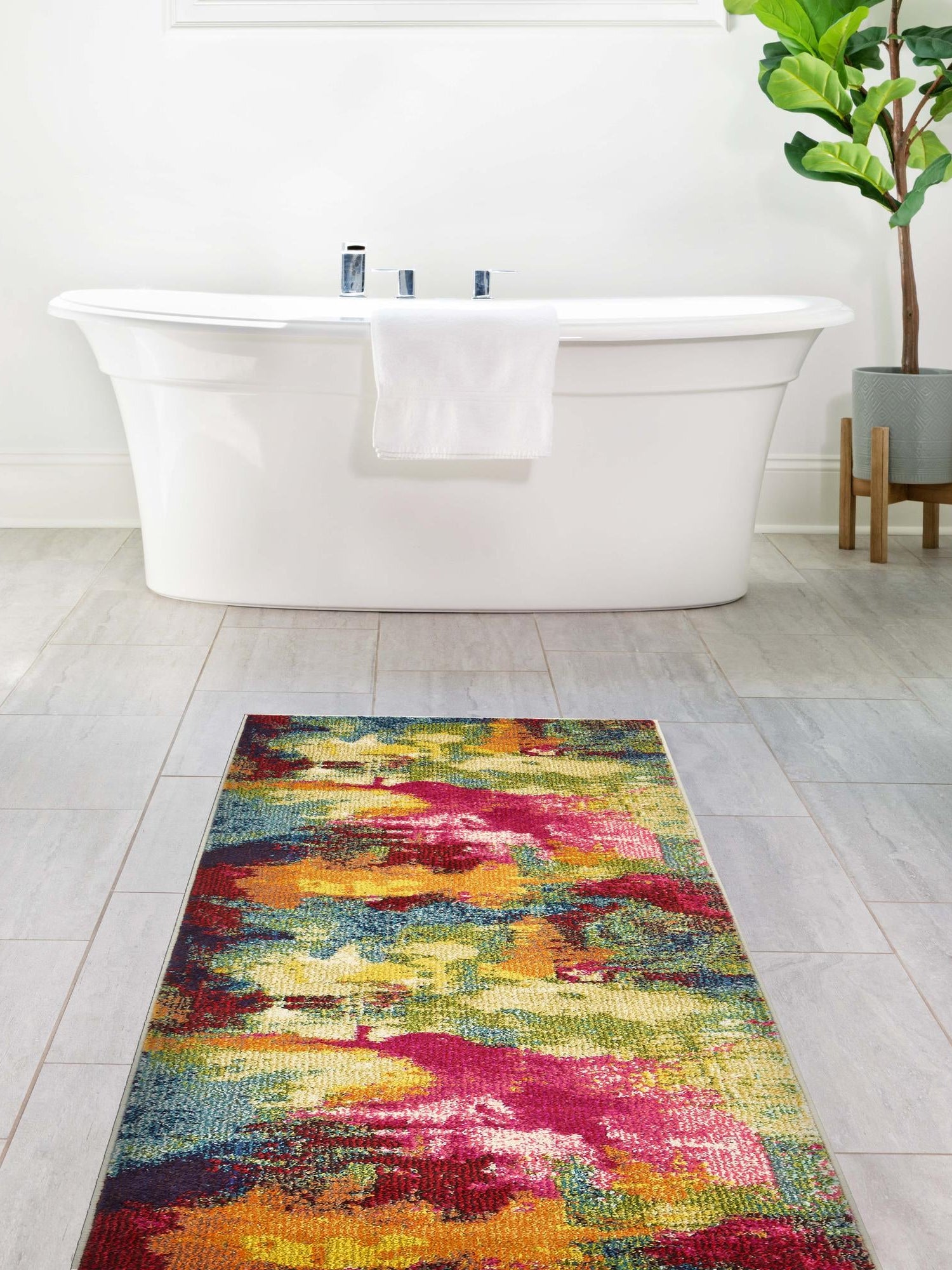 Multicolor 2' 7 x 10' Estrella Runner Area Rug 100% Polypropylene Non-Shedding Stain Resistant Carpet Colorful Modern Abstract Design Easy Clean for Home Decor for Sale at Rug Engine