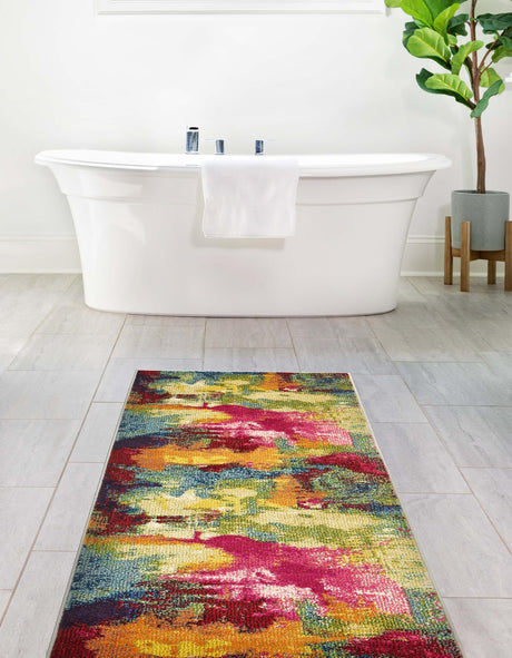 Multicolor 2' 7 x 10' Estrella Runner Area Rug 100% Polypropylene Non-Shedding Stain Resistant Carpet Colorful Modern Abstract Design Easy Clean for Home Decor for Sale at Rug Engine