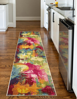 Multicolor 2' x 8' Estrella Runner Area Rug 100% Polypropylene Non-Shedding Stain Resistant Carpet Colorful Modern Abstract Design Easy Clean for Home Decor for Sale at Rug Engine