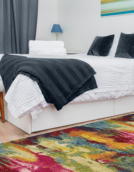 Multicolor 2' 7 x 12' Estrella Runner Area Rug 100% Polypropylene Non-Shedding Stain Resistant Carpet Colorful Modern Abstract Design Easy Clean for Home Decor for Sale at Rug Engine