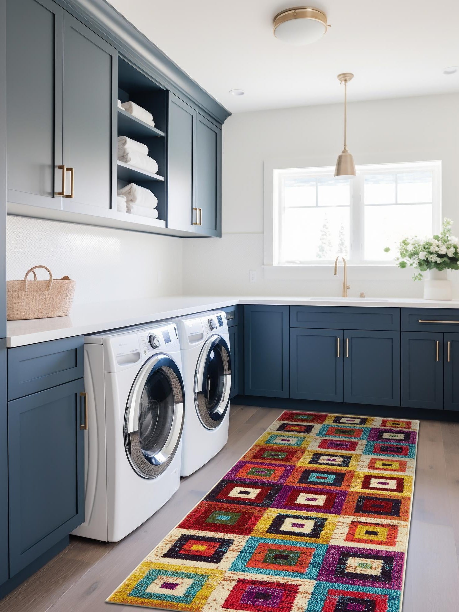 Multicolor 2' 2 x 6' 9 Estrella Runner Area Rug 100% Polypropylene Non-Shedding Stain Resistant Carpet Colorful Modern Abstract Design Easy Clean for Home Decor for Sale at Rug Engine